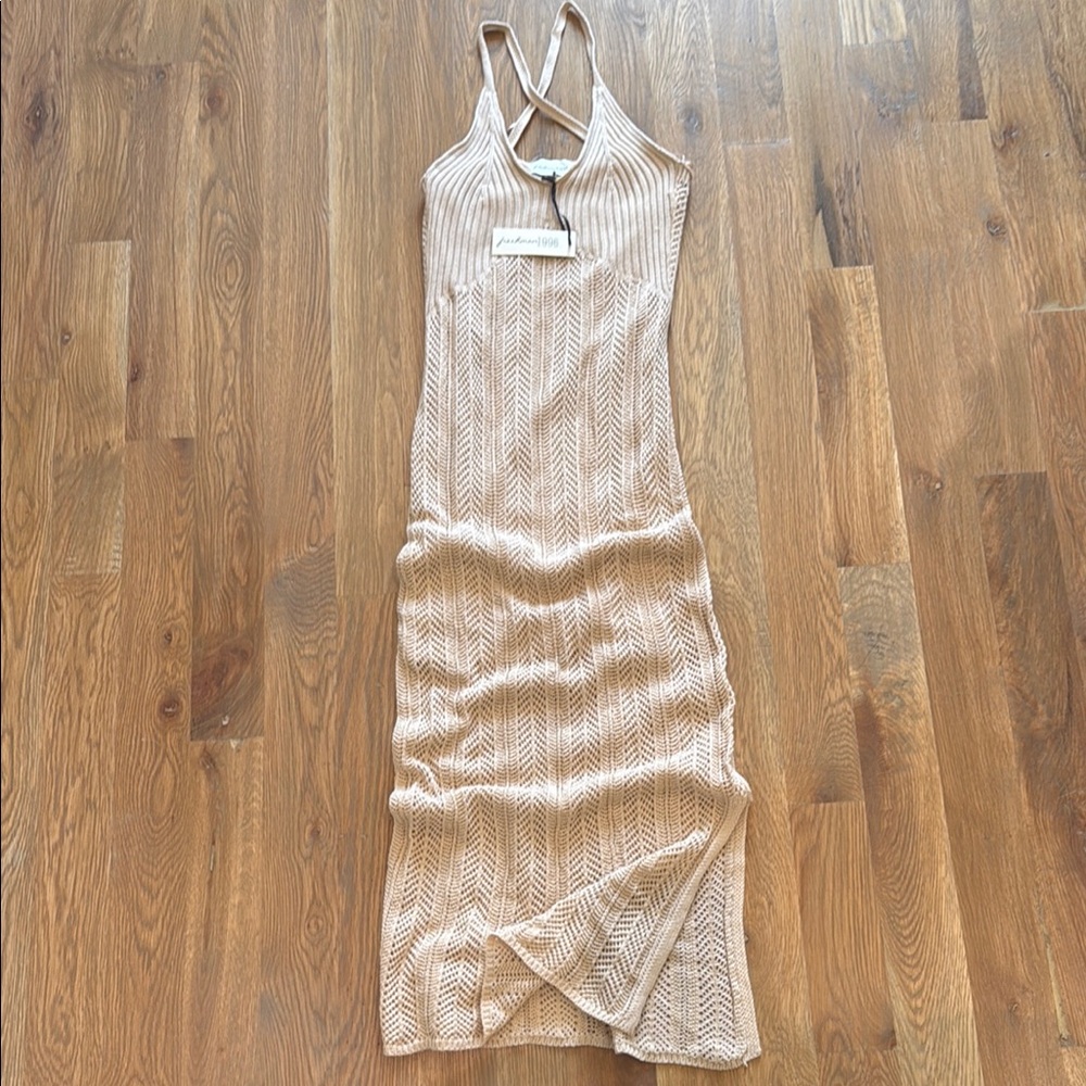 Freshman Cream Bodycon Halter Dress for Night Out